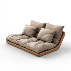 Space-saving foldable futon sofa isolated on white