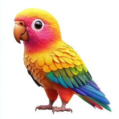 Tiny parrot with bright colorful feathers, isolated on white