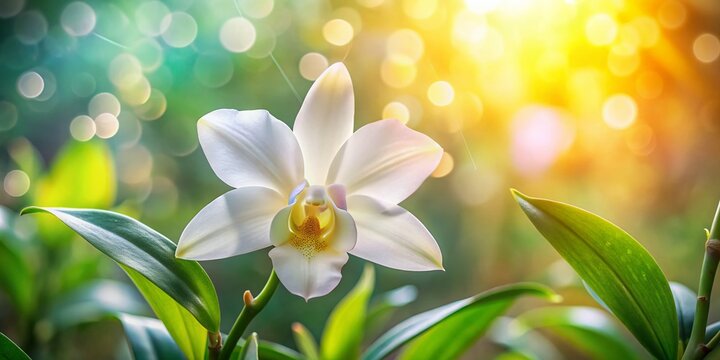 Lycaste Orchid, White Flower, Long Exposure, Botanical Photography, Macro Shot