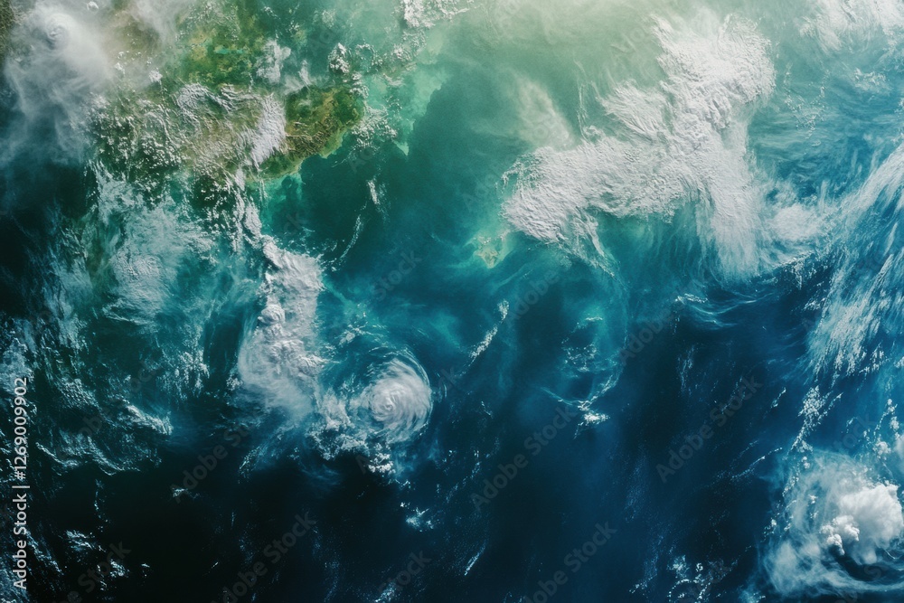 Aufkleber earth from space captures vibrant colors and swirling clouds during a bright day in the atmosphere a