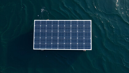 solar panel floating on water, top view