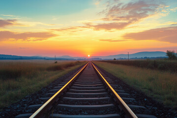 railway in the sunset
