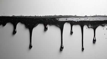 Abstract close-up of dripping black paint against a smooth gradient background, creating a modern art effect