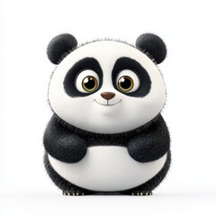 Obraz premium Cute chubby panda with big eyes, isolated on white