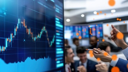 Obraz premium Market analysis stock exchange financial chart trading floor close-up economic trends and insights