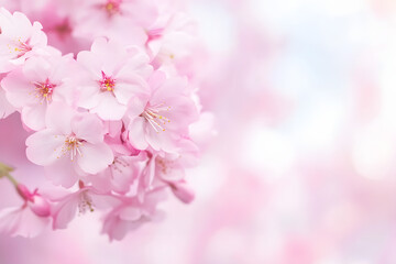 Naklejka premium Sakura Cherry blossom with pink and white blurry background. Japanese spring background