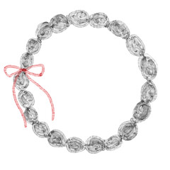 三つ編みのシンプルフレーム、リボン付きリースframe,ribbon,rope