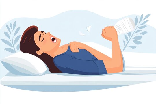 Angry Woman Trying To Sleep With Snoring Man, 