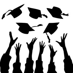 Graduation ceremony celebration background vector silhouette