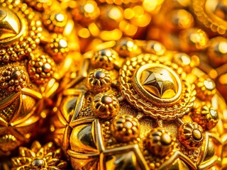 Fototapeta premium Macro Photography of Golden Metal Texture: Rich, Detailed Background