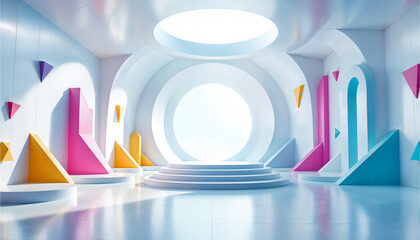 Fototapeta premium tunnel podium esport game studio background