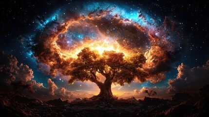 Cosmic Tree of Life Fantasy Landscape