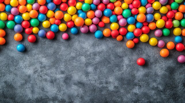 Colorful Candy Background Rainbow Sweets on Gray Surface