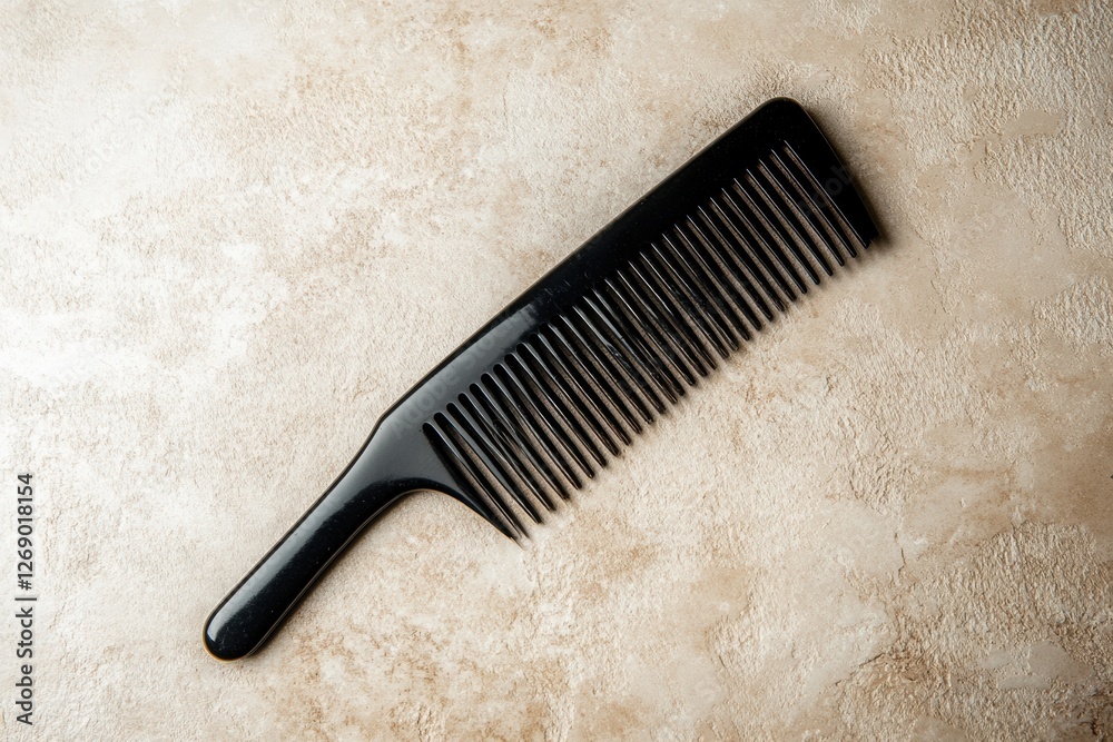 Poster comb placed on a textured surface for hair grooming or styling purposes. generative ai