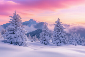 Fototapeta premium winter landscape with snow covered mountains