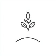 Obraz premium Simple Line Drawing of a Plant Growing from the Ground in Minimalist Style