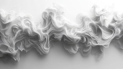 Abstract flowing white textures creating a sense of movement, with a smooth background enhancing depth