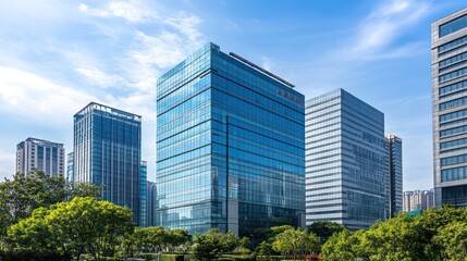 Modern Skyscrapers in a City