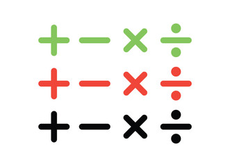 Fototapeta premium set of plus, minus, multiply, divide, equal sign icons vector design eps 10