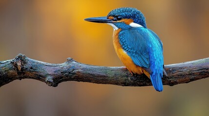 Obraz premium Colorful Kingfisher Perched on a Branch Against a Soft Background