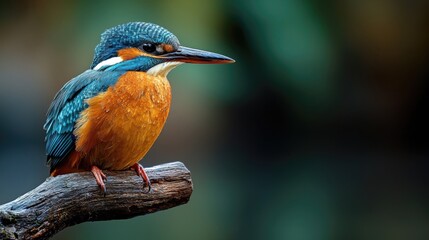 Fototapeta premium Stunning Close-Up of a Colorful Kingfisher Perched on a Branch