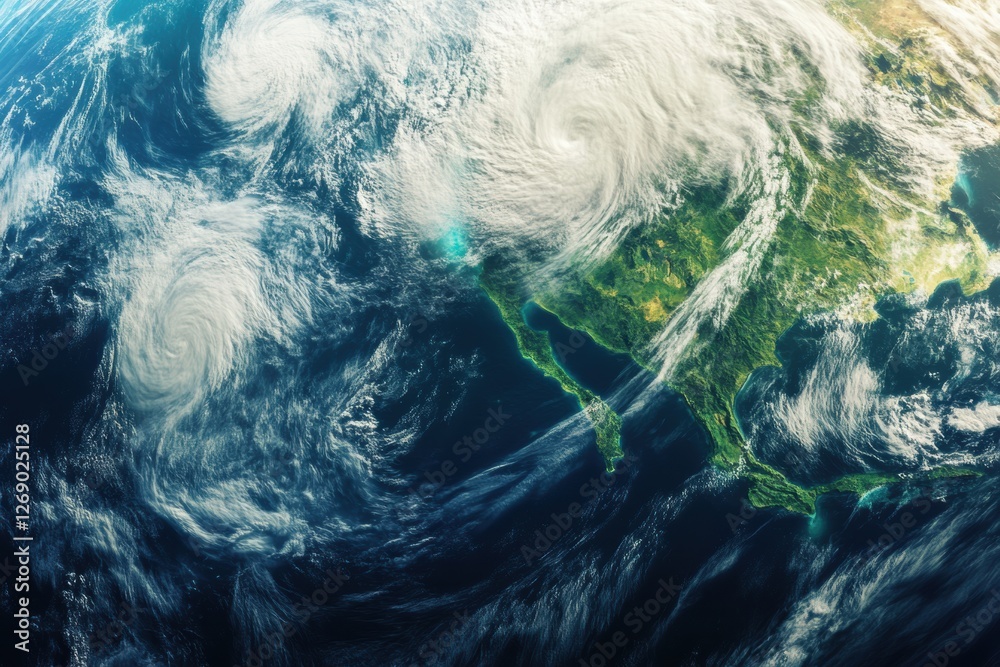 Aufkleber hurricanes forming over the pacific ocean near the west coast of north america in summer weather pat