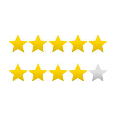 Five stars quality rating icon. Vector illustration.