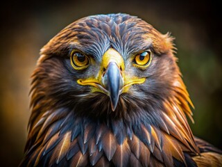 Obraz premium Majestic Golden Eagle Portrait, Wild Bird of Prey, Sharp Talons, Intense Gaze