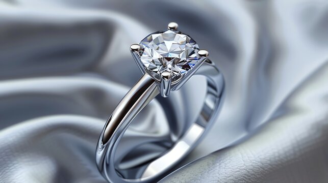 This is a beautiful image of a diamond ring. The ring is made of white gold and has a large, round diamond in the center.