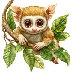 Fototapeta premium Bush baby isolated on white