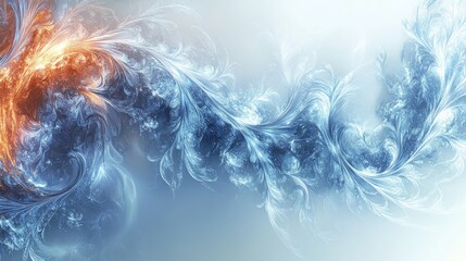 Abstract swirling patterns in blue and orange hues creating a dynamic visual experience