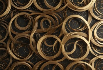Elegant stylized gold circles and lines forming a seamless pattern, luxury, geometric