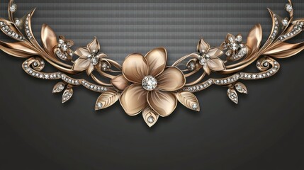 Naklejka premium Ornate gold floral jewelry design on dark background
