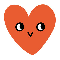 Cute red heart. Flat illustration