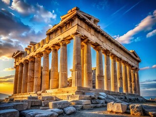 Obraz premium Majestic Parthenon Temple at Acropolis, Athens, Greece - Ancient Greek Architecture Stock Photo