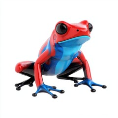 Naklejka premium Bright red and blue Amazonian poison dart frog, isolated on white