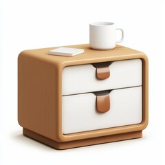 Fototapeta premium Compact corner nightstand with storage space isolated on white