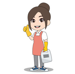 Cartoon Female Cleaning Service Vectors Illustration