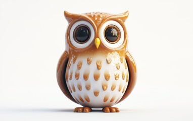 Obraz premium Cute ceramic owl figurine isolated on white