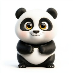 Obraz premium Cute chubby panda with big eyes, isolated on white