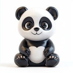 Obraz premium Cute panda statue made of porcelain, isolated on white