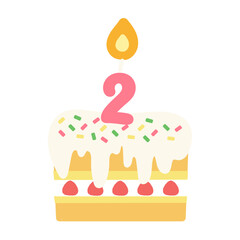 2歳　2周年　誕生日ケーキ　アニバーサリーケーキ　イラスト