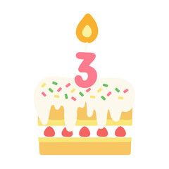 3歳　3周年　誕生日ケーキ　アニバーサリーケーキ　イラスト