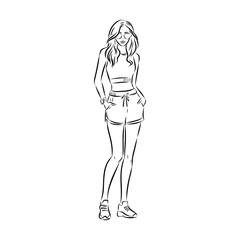 Vector fashion illustration of a beautiful girl in sports wear