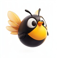 Fototapeta premium Round bumblebee with tiny wings, isolated on white
