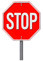 빨간색 스탑 표지판(a red stop sign)