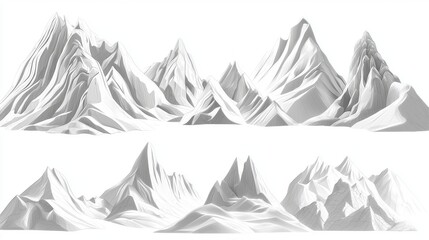 Hand-Drawn Illustrations of Soft Mountains in Various Styles and Designs