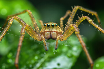 Fototapeta premium Close-Up of a Spider in Its Web – A Stunning Macro Shot of Nature’s Predator