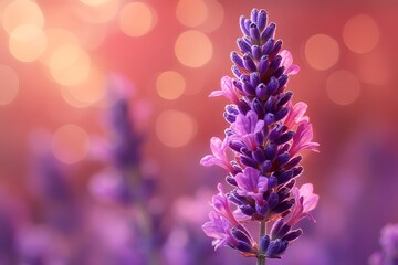 Obraz premium Lavender Bloom Against Bokeh Background for Natural Calm
