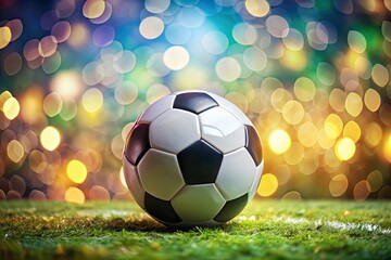 Fototapeta premium A perfectly spherical football, sharply focused against a pure white background, blurred edges enhance its form.